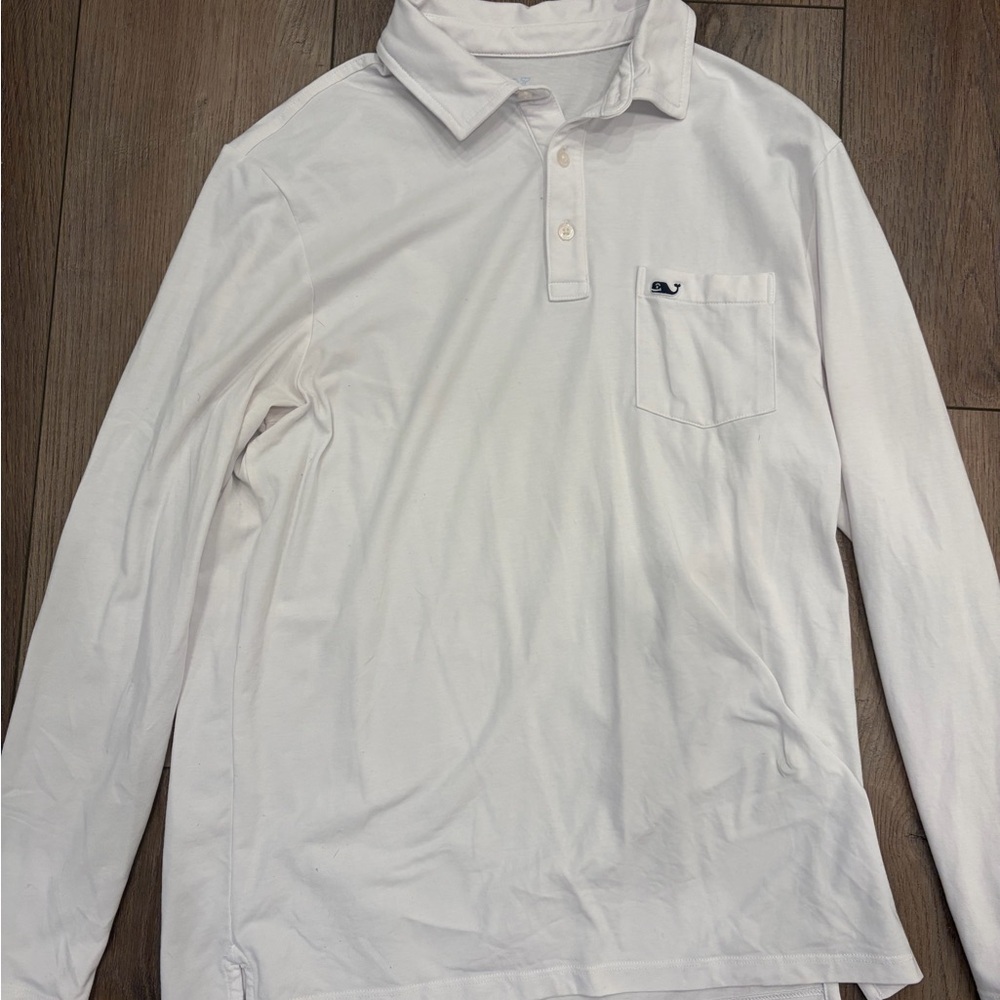 Men’s vineyard vines, long sleeve Edgarton polo white small